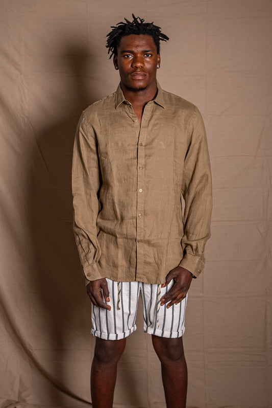 LINEN SHIRT - COFFEE