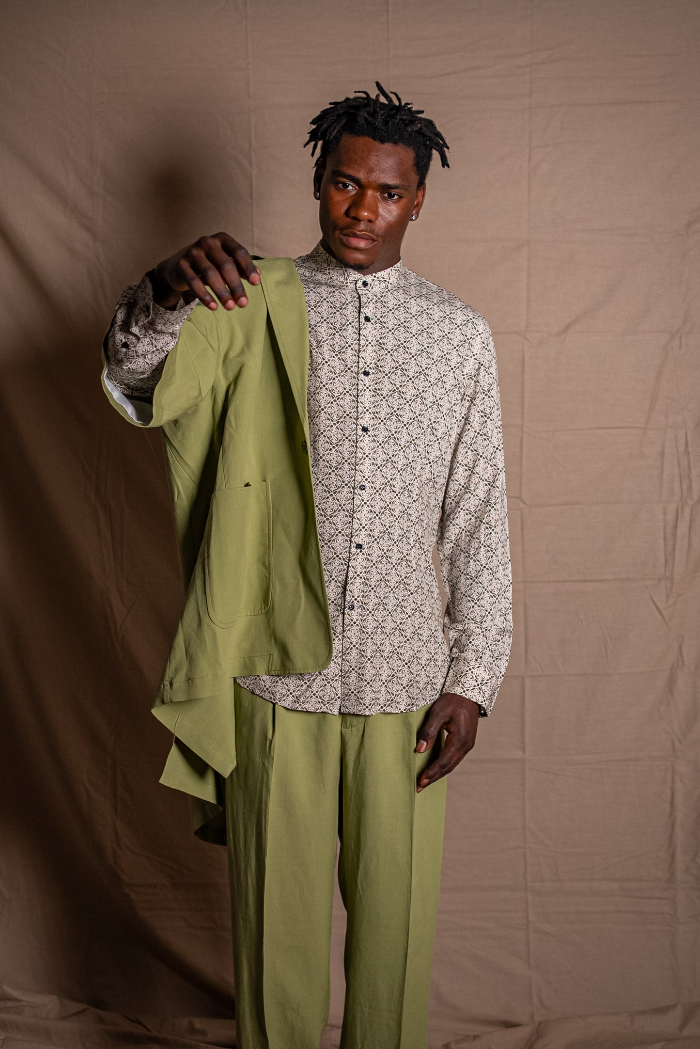 LONG SLEEVE PRINT SHIRT - GREEN