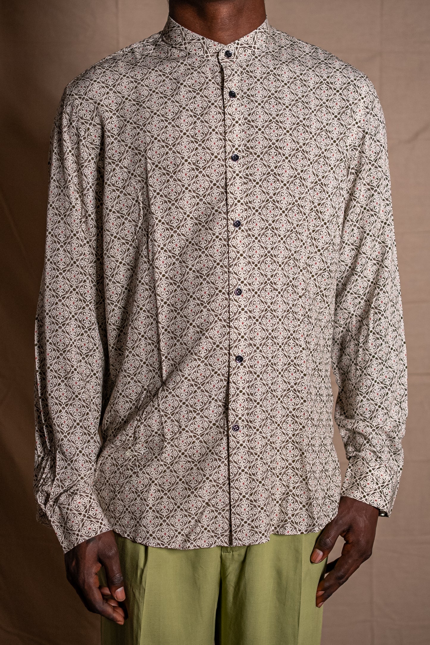 LONG SLEEVE PRINT SHIRT - GREEN