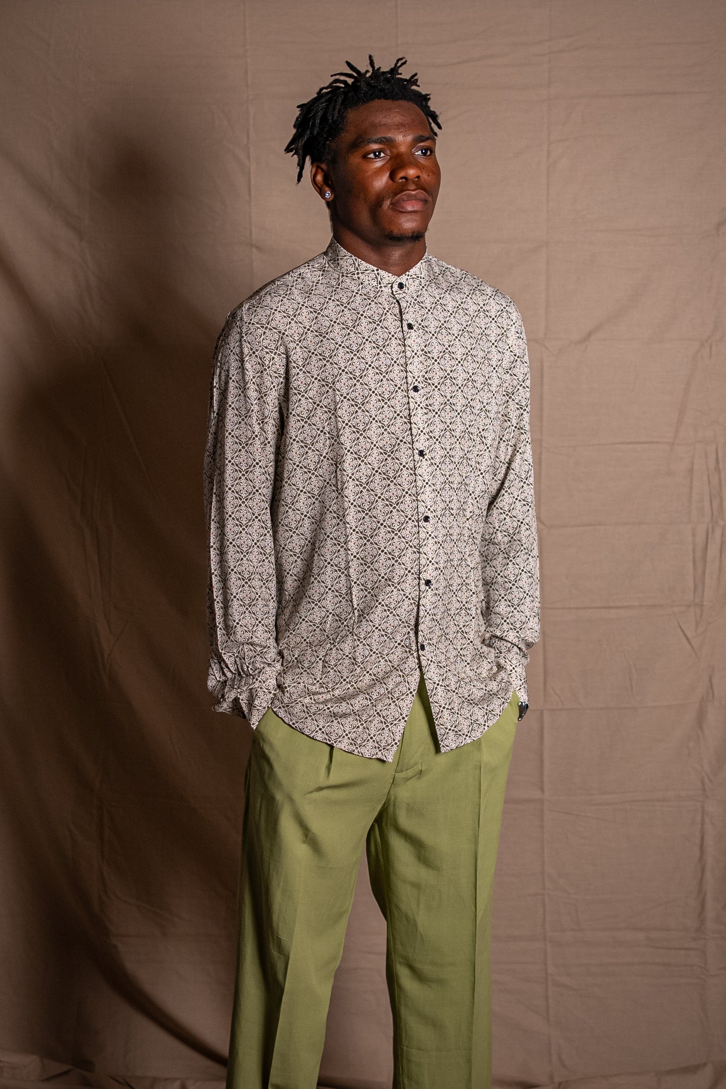 LONG SLEEVE PRINT SHIRT - GREEN