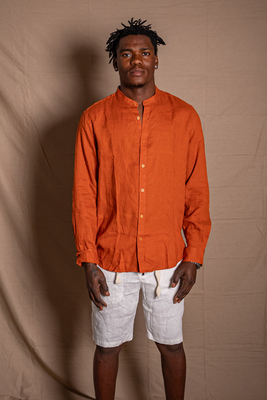 LINEN SHIRT - RUST