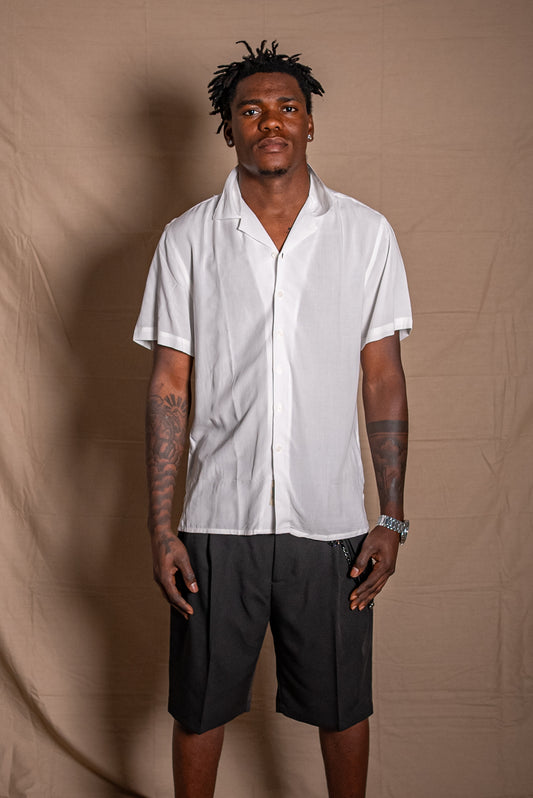 HALF SLEEVE VISCOZE SHIRT - WHITE