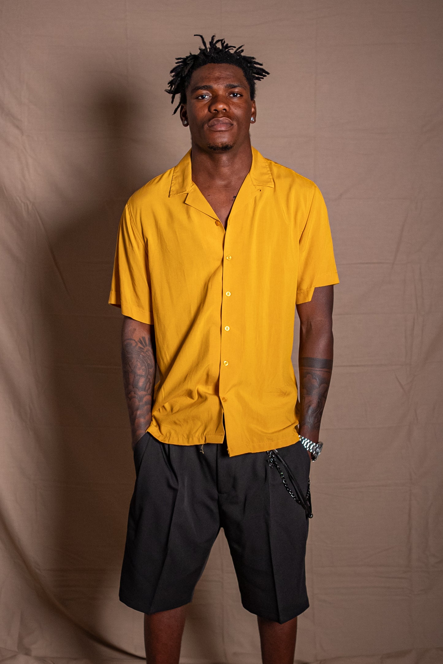 HALF SLEEVE VISCOZE SHIRT - YELLOW