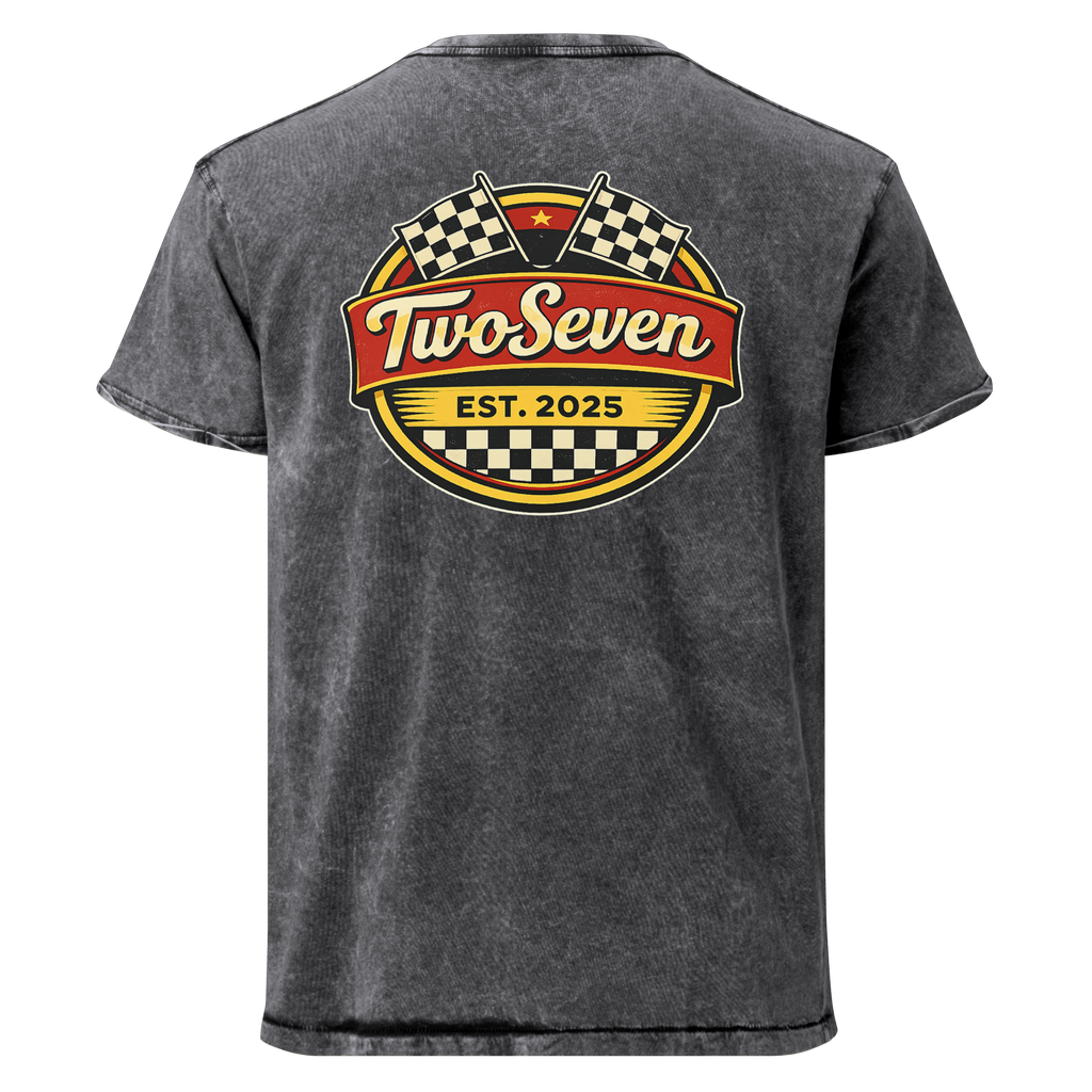 TwoSeven Denim Effect Vintage Logo Tee - Black