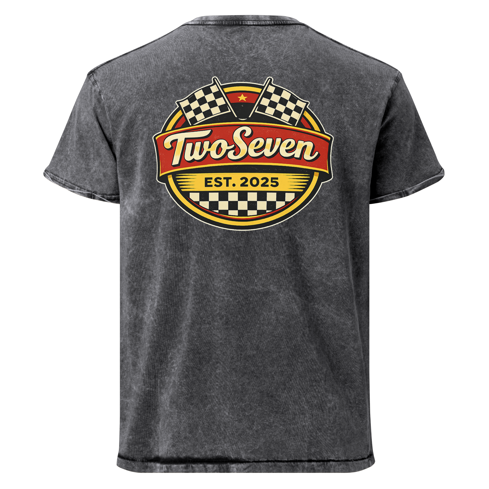 TwoSeven Denim Effect Vintage Logo Tee - Black