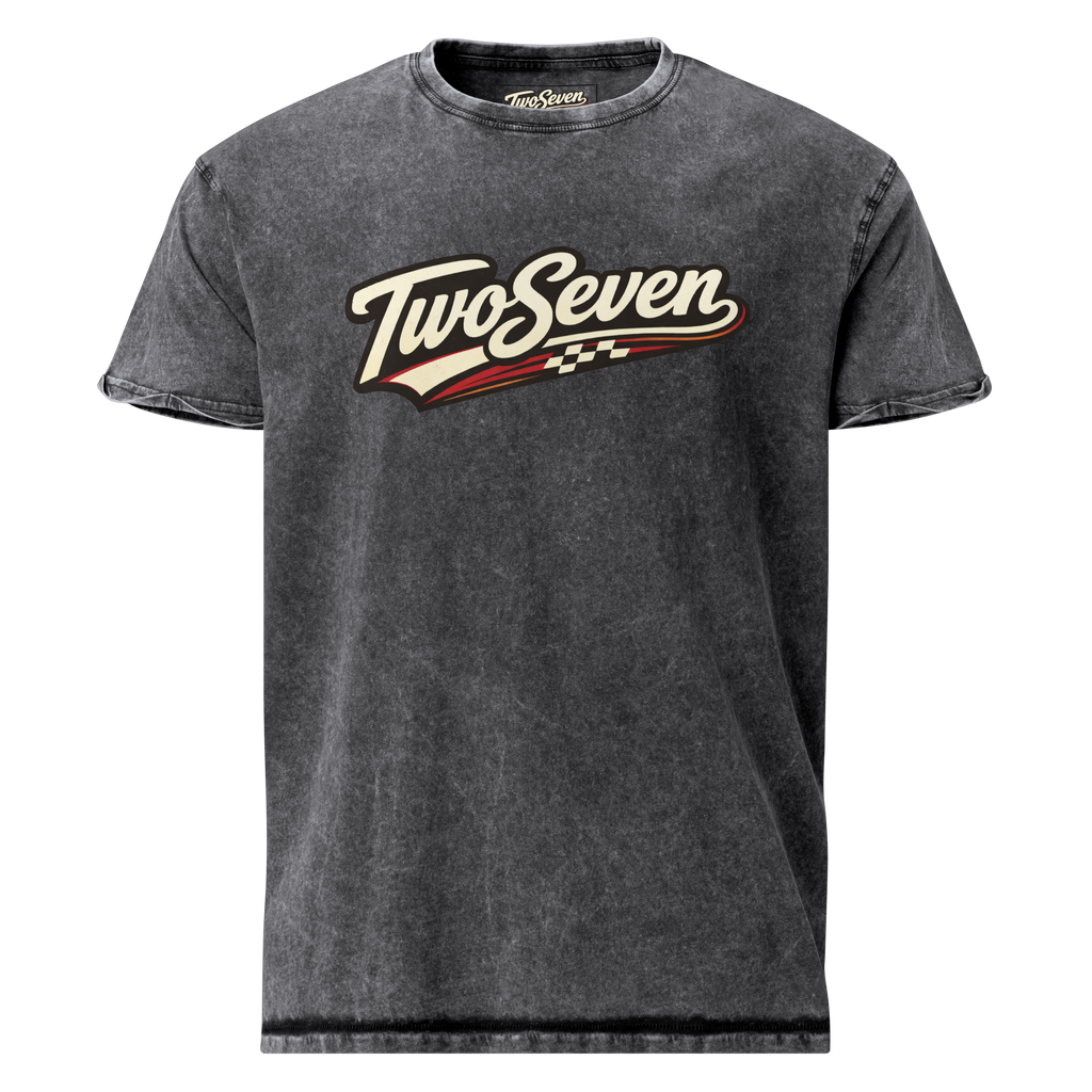 TwoSeven Denim Effect Vintage Logo Tee - Black
