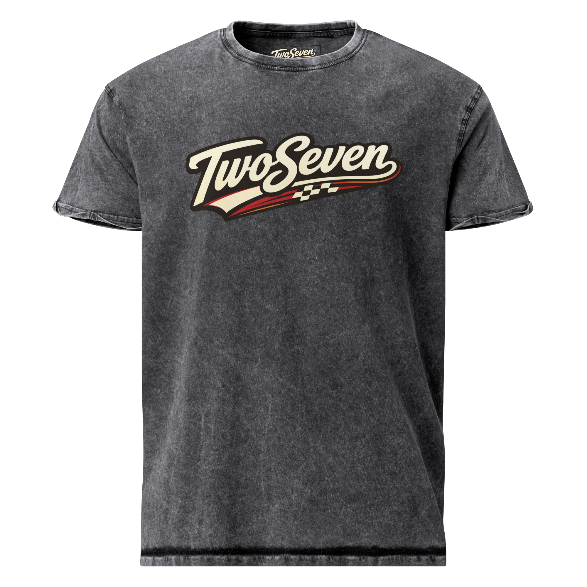 TwoSeven Denim Effect Vintage Logo Tee - Black