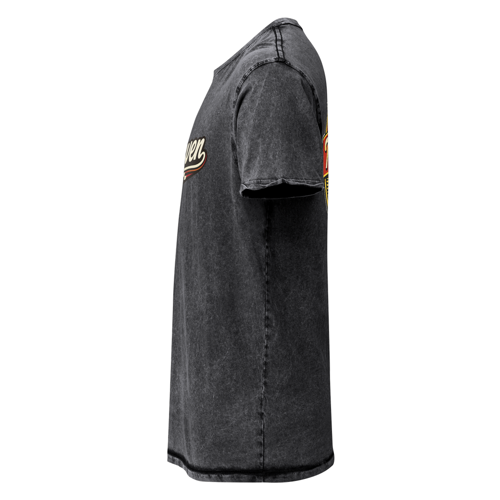 TwoSeven Denim Effect Vintage Logo Tee - Black