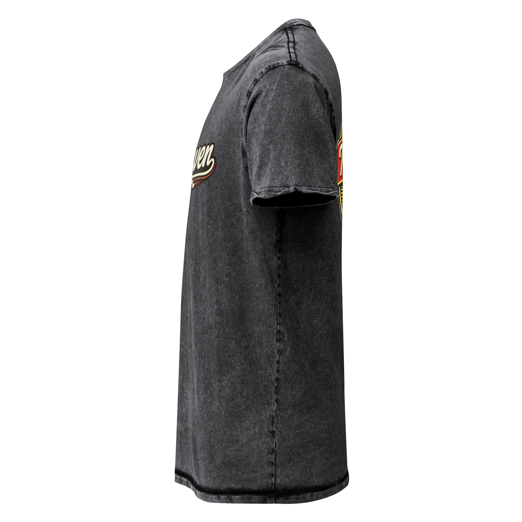 TwoSeven Denim Effect Vintage Logo Tee - Black