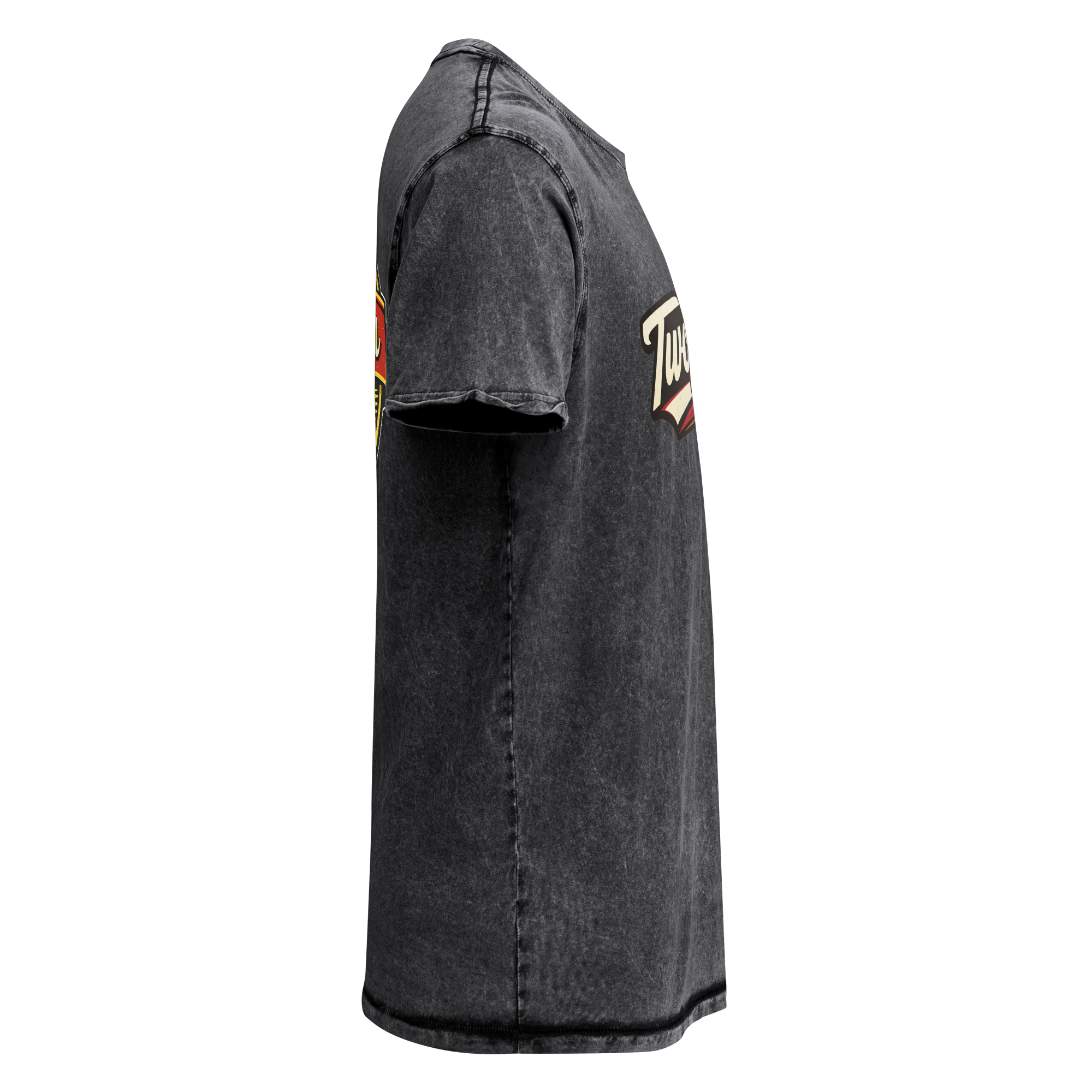 TwoSeven Denim Effect Vintage Logo Tee - Black