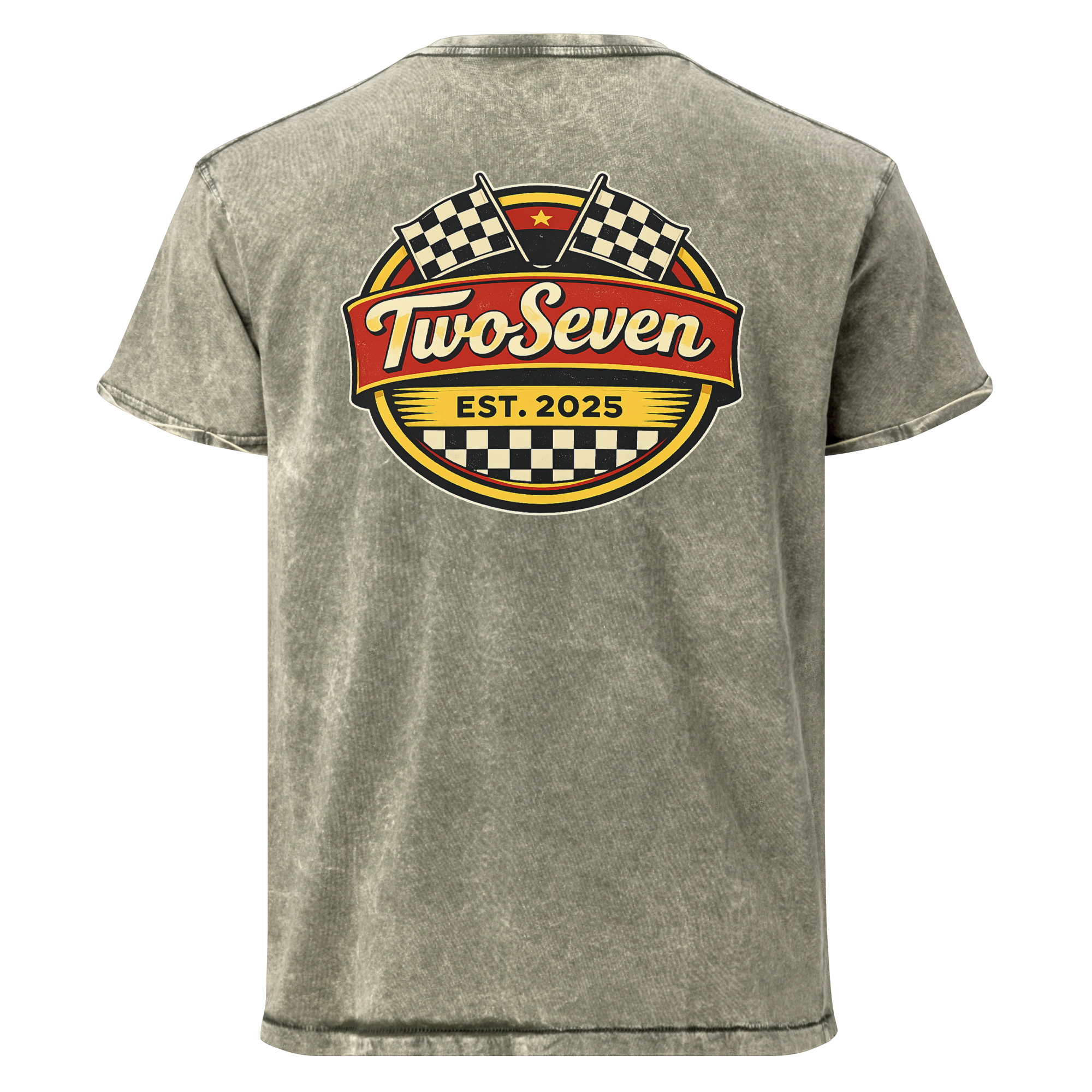 TwoSeven Denim Effect Vintage Logo Tee - Army Green