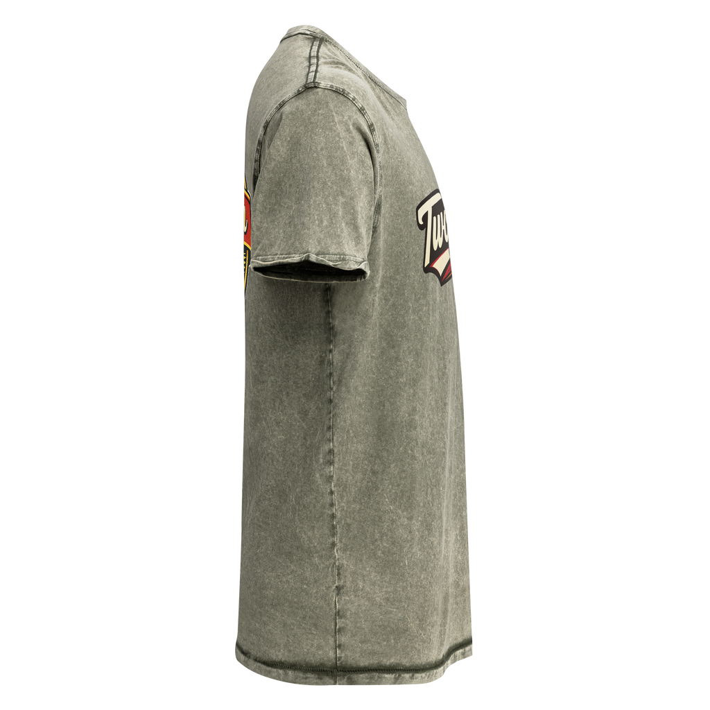 TwoSeven Denim Effect Vintage Logo Tee - Army Green