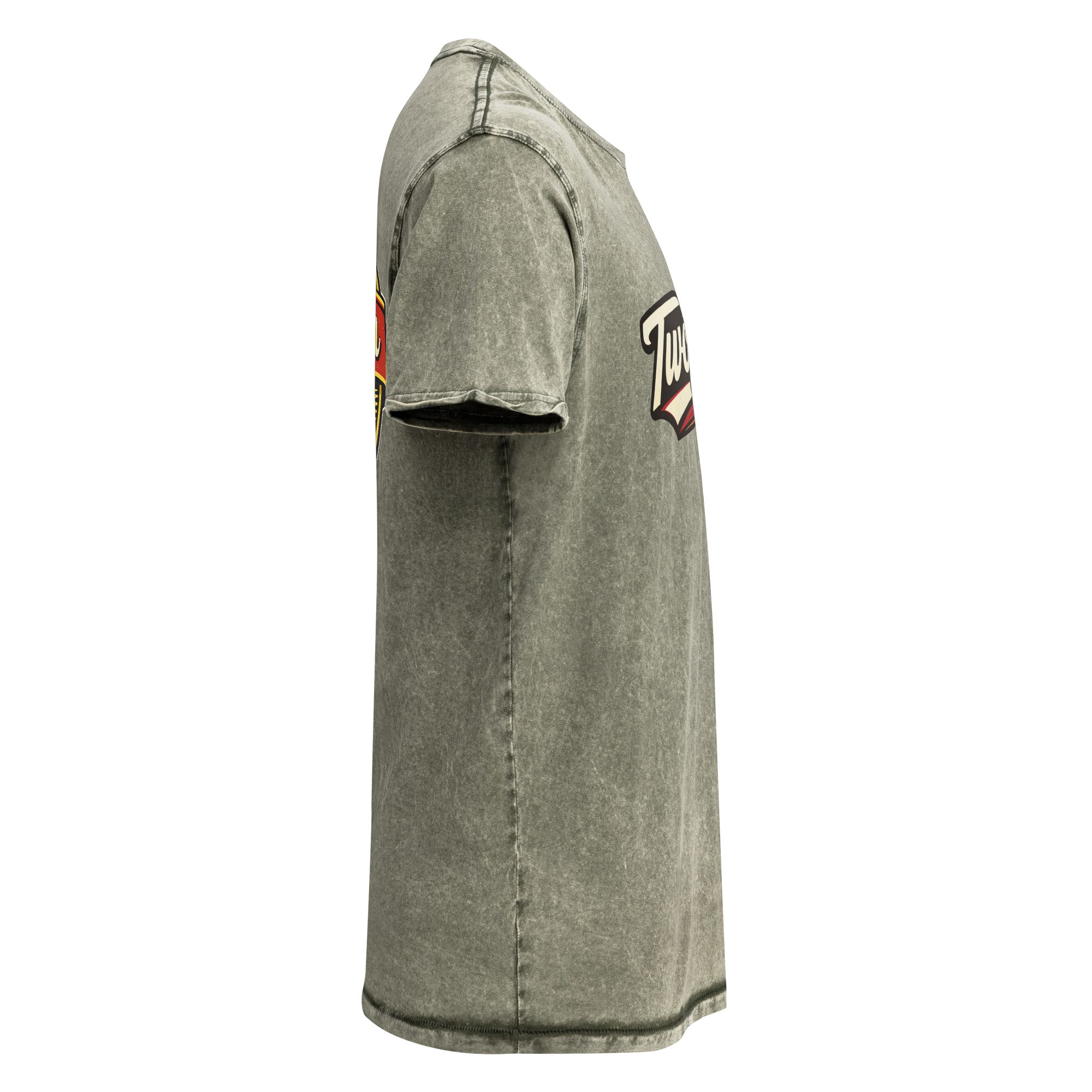 TwoSeven Denim Effect Vintage Logo Tee - Army Green