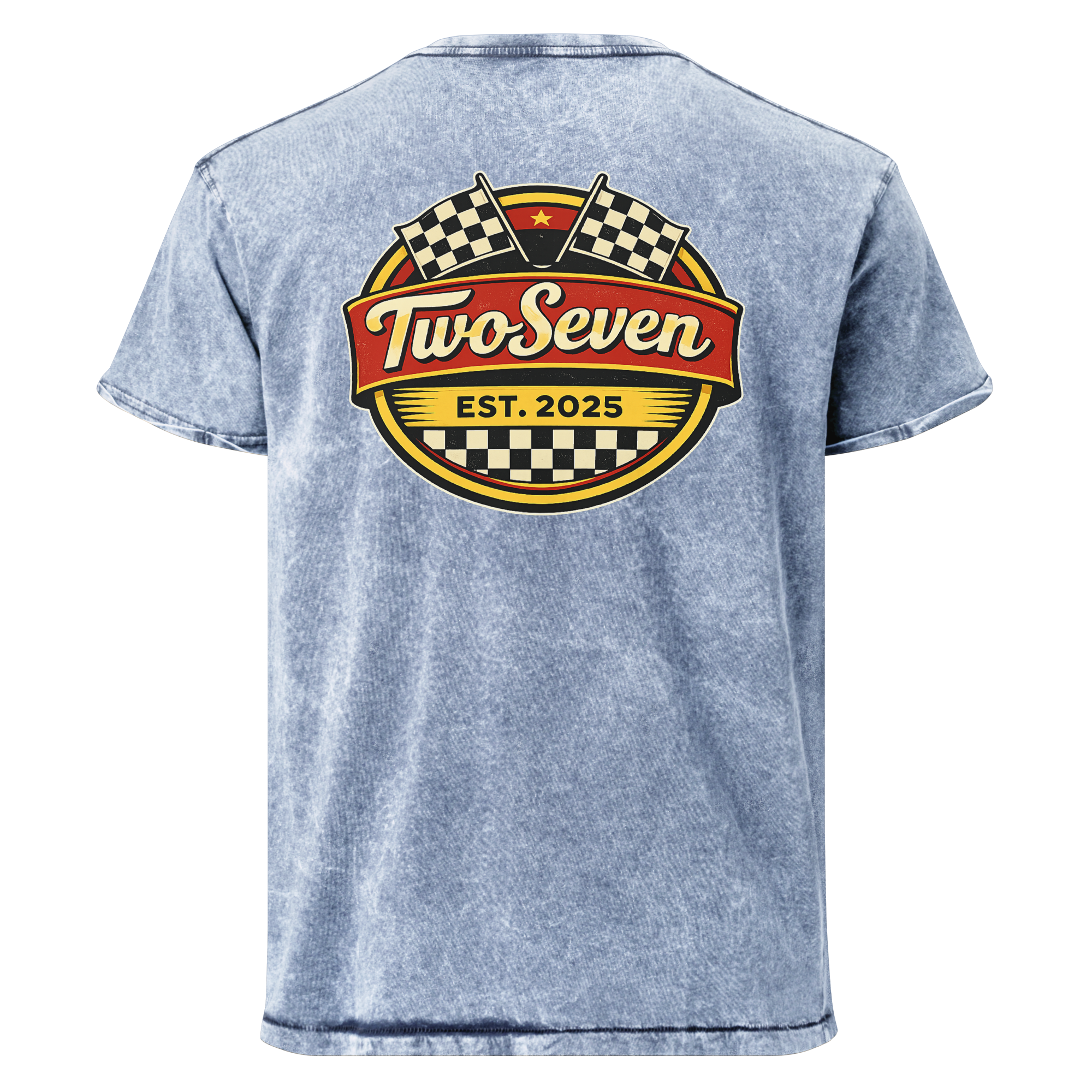 TwoSeven Denim Effect Vintage Logo Tee - Blue