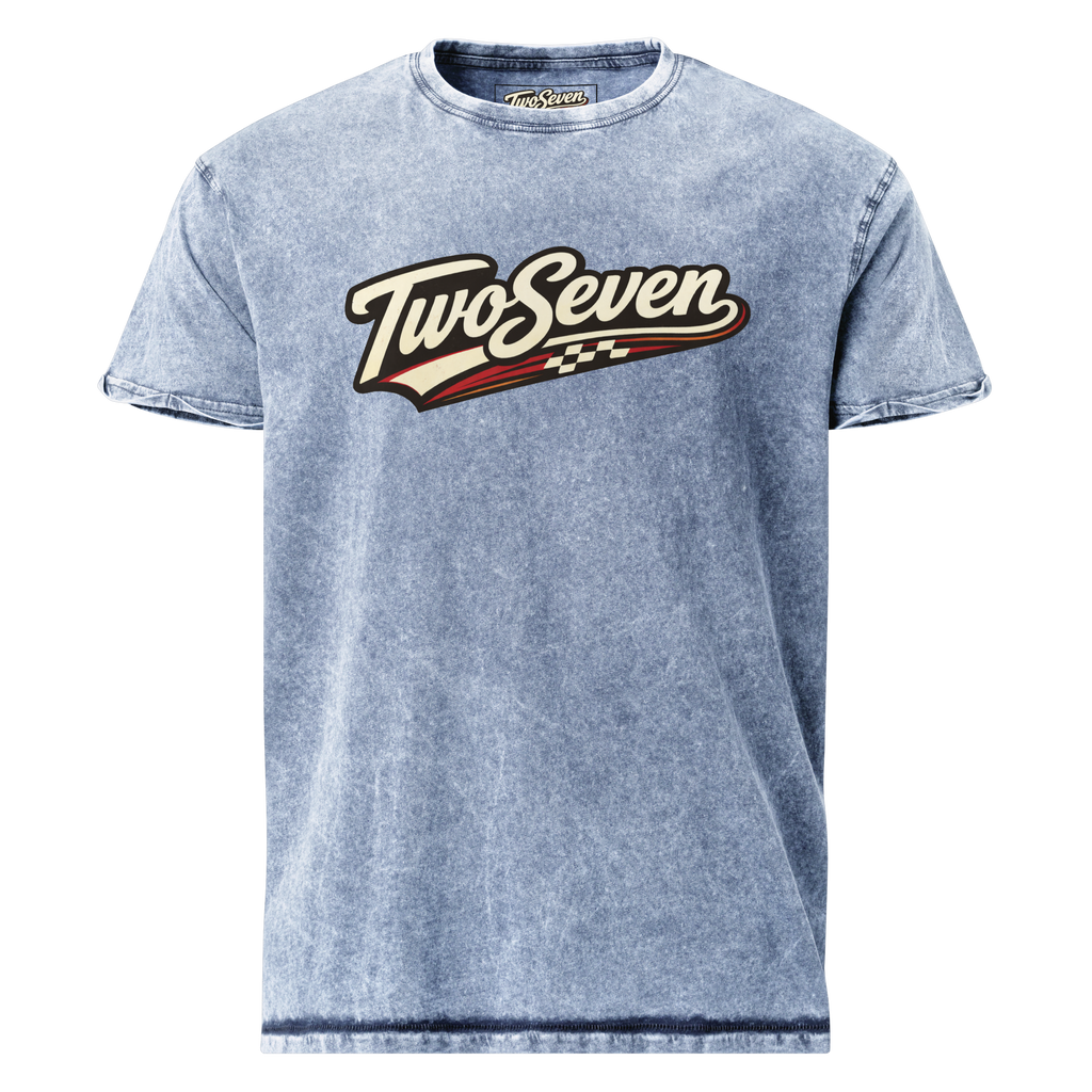 TwoSeven Denim Effect Vintage Logo Tee - Blue