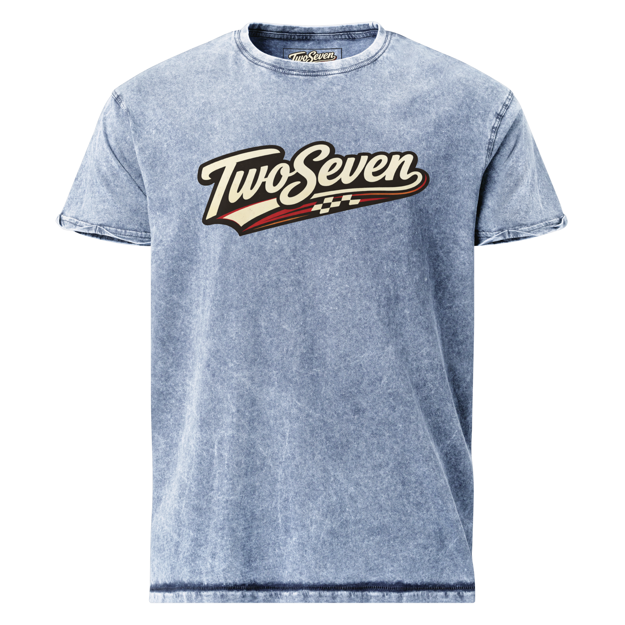 TwoSeven Denim Effect Vintage Logo Tee - Blue
