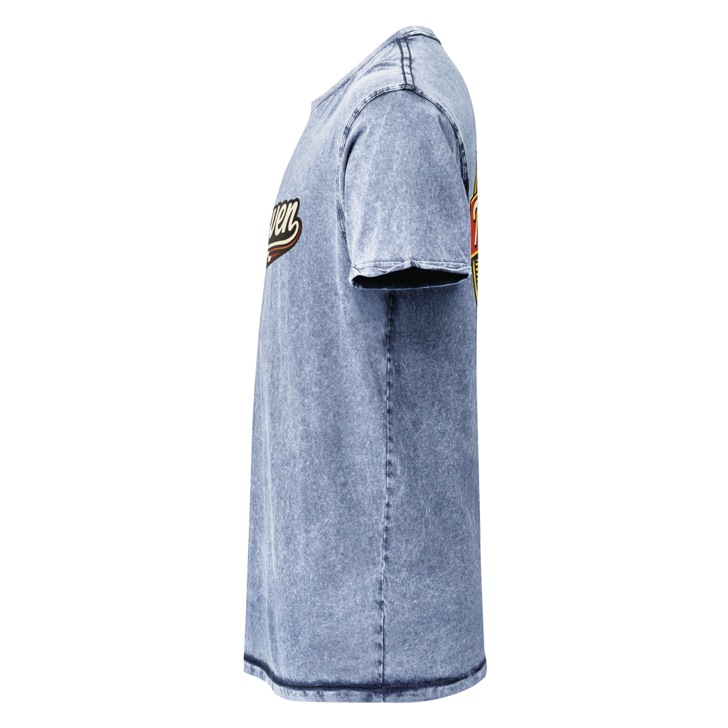 TwoSeven Denim Effect Vintage Logo Tee - Blue