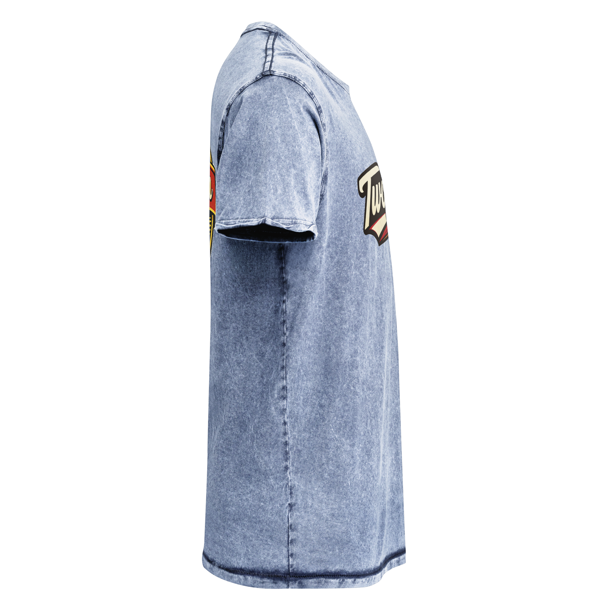 TwoSeven Denim Effect Vintage Logo Tee - Blue