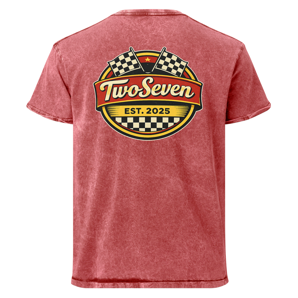 TwoSeven Denim Effect Vintage Logo Tee - Red
