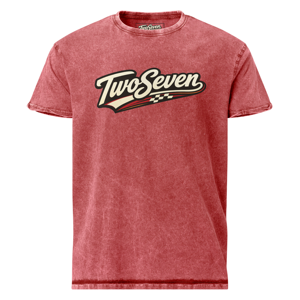 TwoSeven Denim Effect Vintage Logo Tee - Red