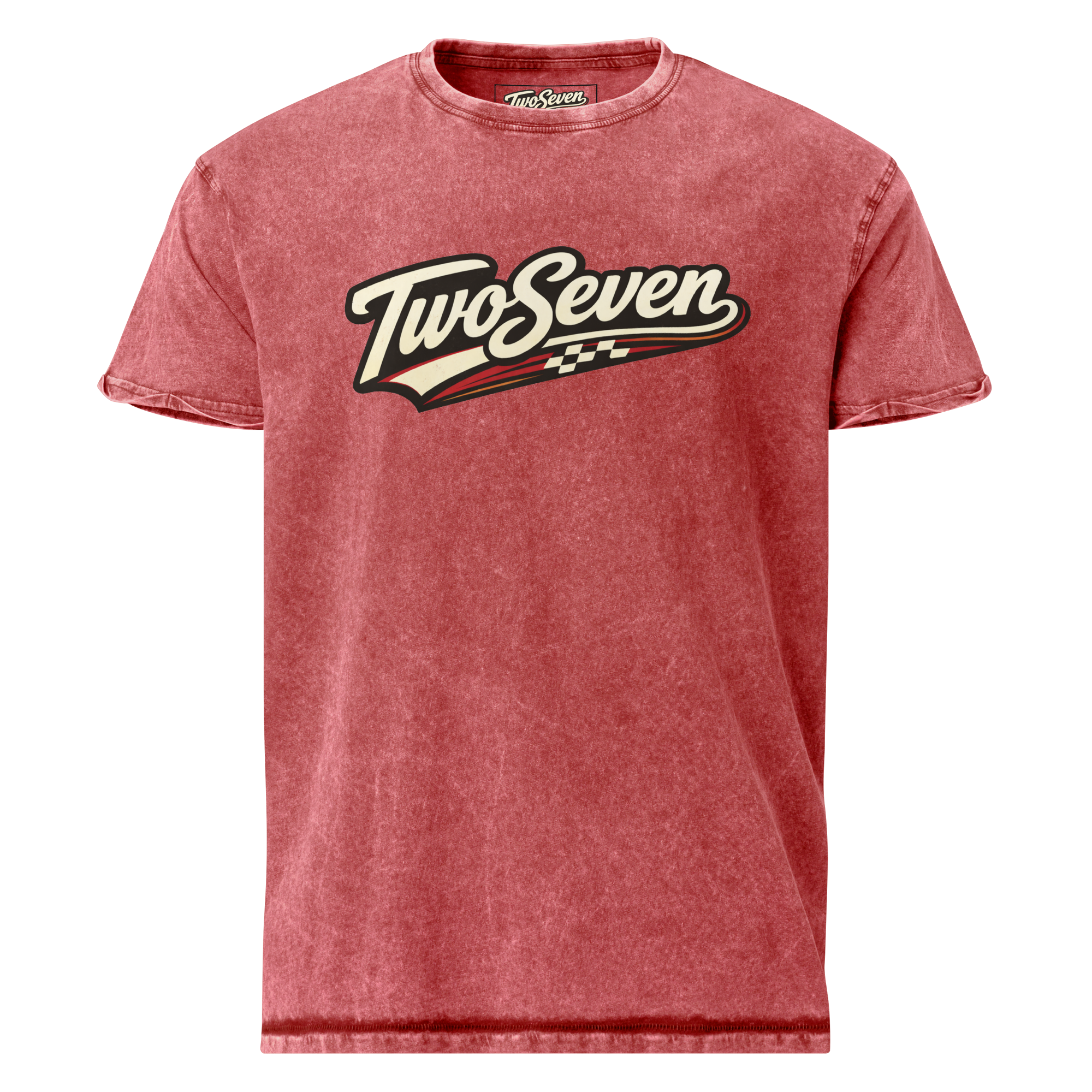 TwoSeven Denim Effect Vintage Logo Tee - Red