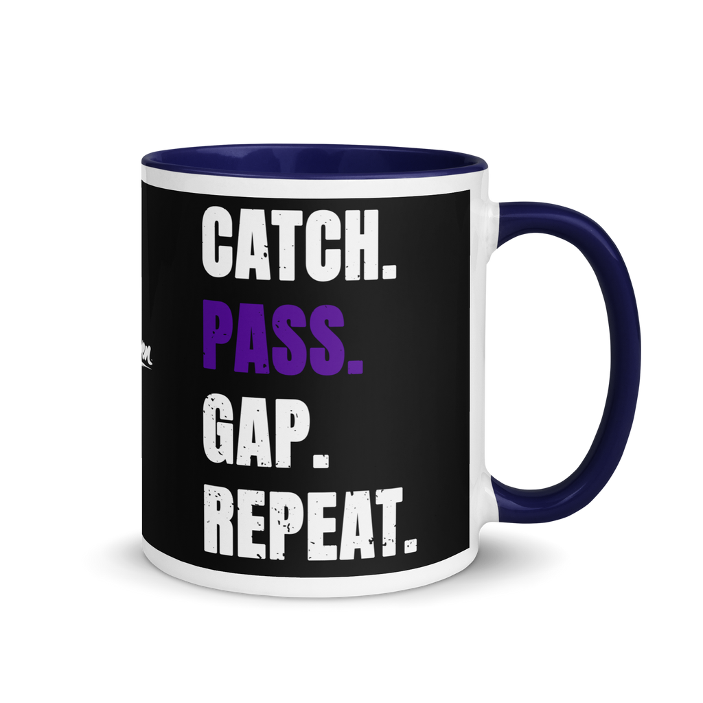 Purple Catch. Pass. Gap. Repeat Mug