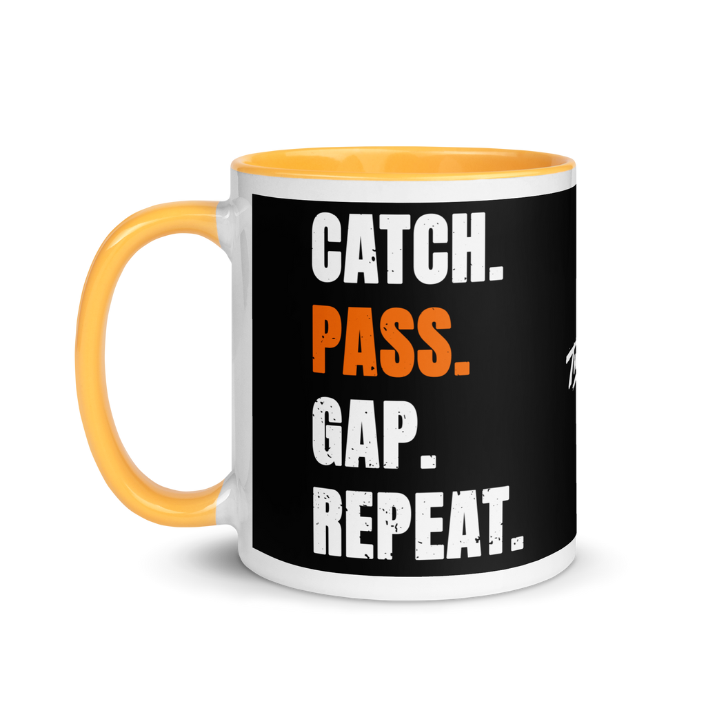 Orange Catch. Pass. Gap. Repeat Mug
