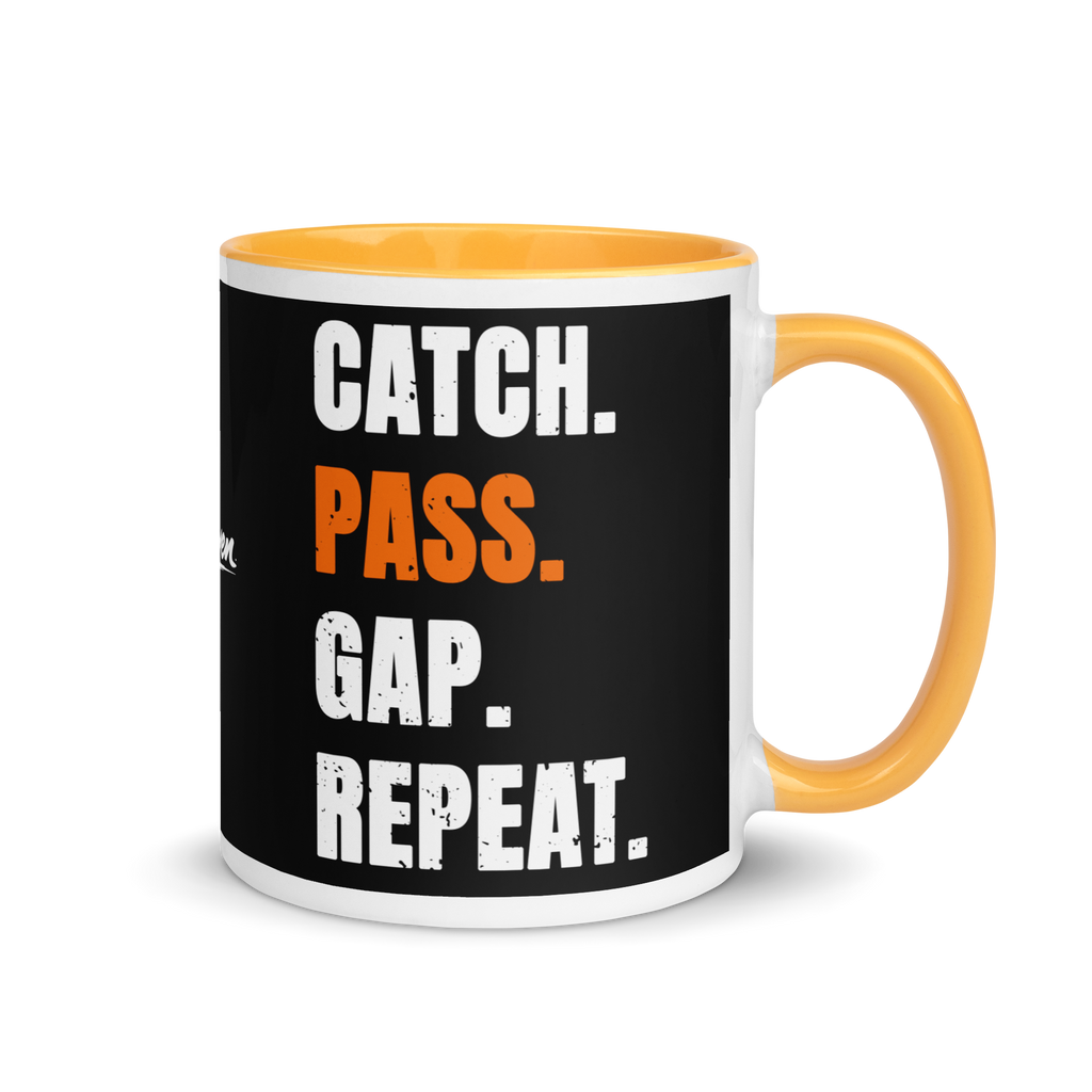 Orange Catch. Pass. Gap. Repeat Mug