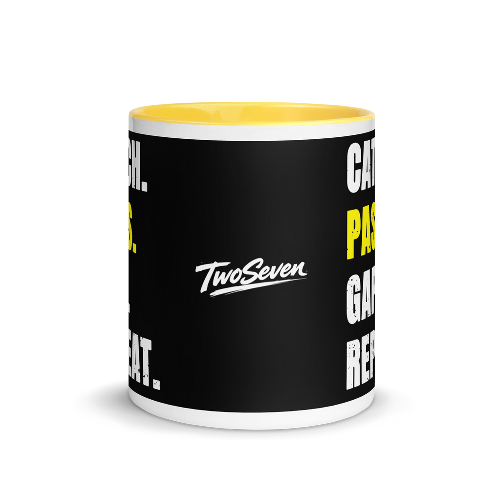 Yellow Catch. Pass. Gap. Repeat Mug