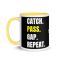 Yellow Catch. Pass. Gap. Repeat Mug